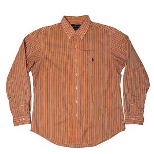 Polo Ralph Lauren Orange Green Blue Striped Long Sleeve Button Up Shirt - 16.5